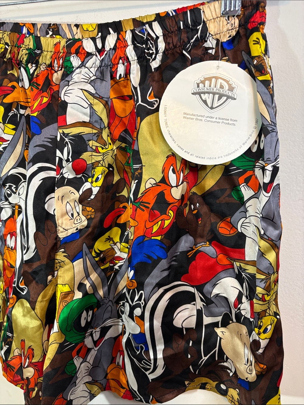 100% Silk Looney Tunes Boxer Lounge Vintage Deadstock VTG New Old Stock NWT 1997